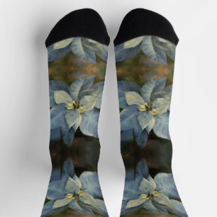 Socks - Blue Poinsettia Sokken