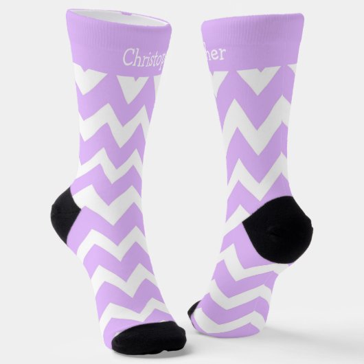 Socks Purple Zig Zag Design Sokken (Gebogen)