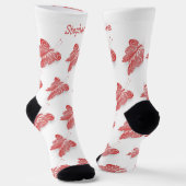 Socks Red Butterfly Design Sokken (Gebogen)