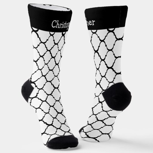 Socks White Moroccan Pattern Design Sokken (Gebogen)