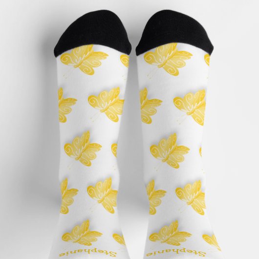Socks Yellow Butterfly Design Sokken (Top)