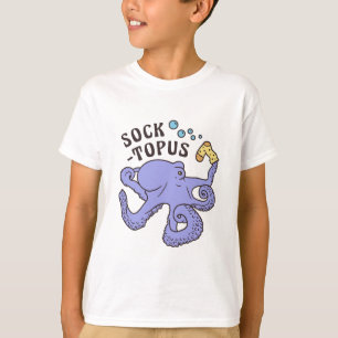 Socktopus blauwe octopus met sok grappige meme t-shirt