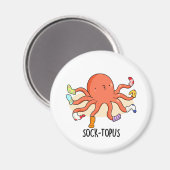 Socktopus Funny Octopus met Sokken pun Magneet (Voorkant / Achterkant)
