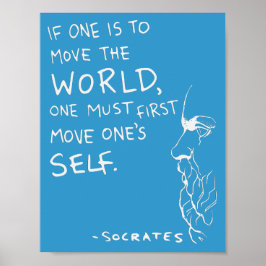 Socrates' "Beweeg de wereld" Citaat Poster (blauw)