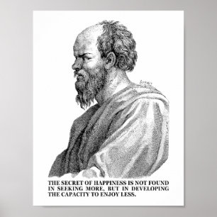 Socrates citeert over Geluk Poster