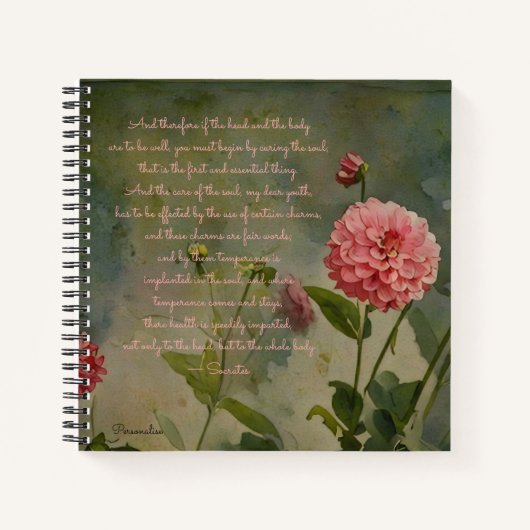 Socrates Health Quote Cute Rose Flowers Journal (Devant)