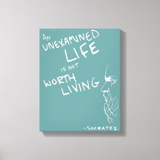 Socrates' "Ononderzocht Leven" Quote Canvas (Blauw