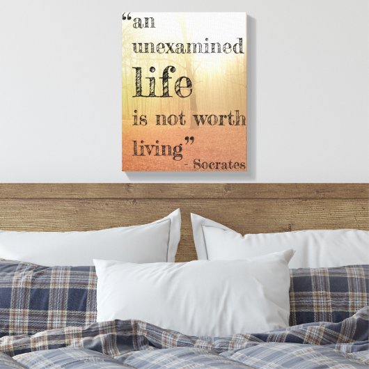 Socrates' "Ononderzocht Leven" Quote Canvas (Herfs (Insitu (Slaapkamer))
