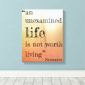 Socrates' "Ononderzocht Leven" Quote Canvas (Herfs Afdruk (Insitu (Houten vloer))