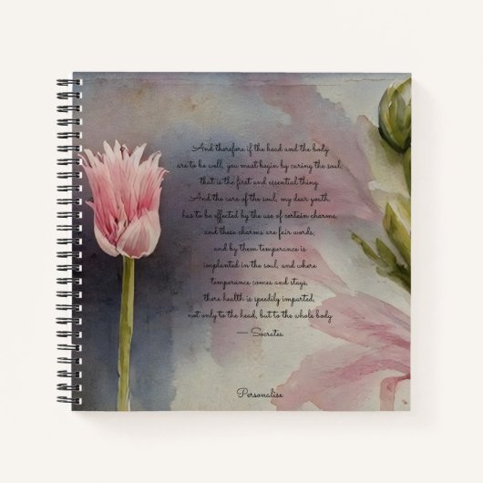 Socrates Soul Health Citation Pink Flower Journal (Devant)