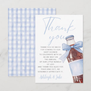 Soda Fles Blauwe Strik Baby Shower Bedankkaart