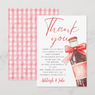 Soda Fles Rode Lint Baby Shower Bedankkaart