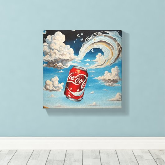 Soda in een bewolkte lucht canvas afdruk (Insitu (Houten vloer))
