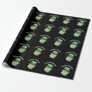 Soda-licious Funny Soda Pop Pun Dark BG Cadeaupapier