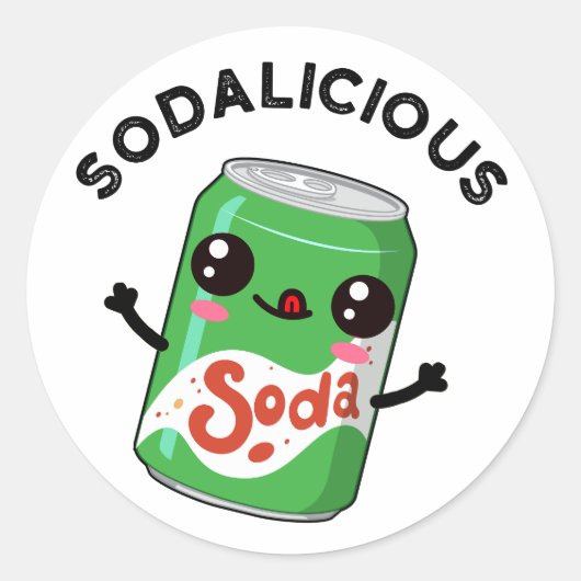 Soda-licious Funny Soda Pop Pun Ronde Sticker (Voorkant)