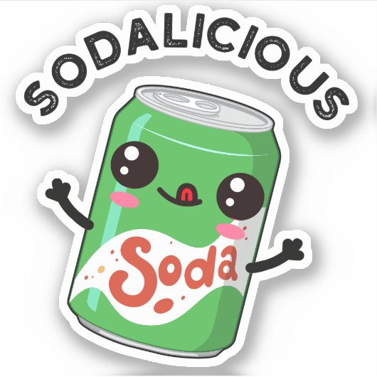 Soda-licious Funny Soda Pop Pun Sticker (Voorkant)