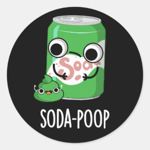 Soda Poop Funny Drink Pun Dark BG Ronde Sticker