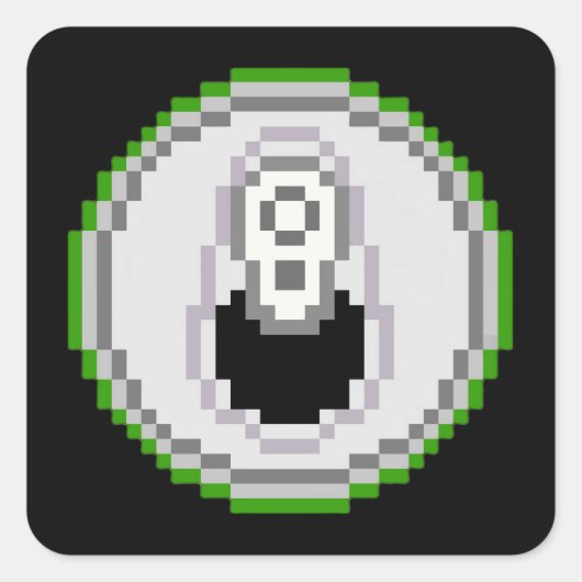 Soda Pop can Pixel Art - Green Vierkante Sticker (Voorkant)