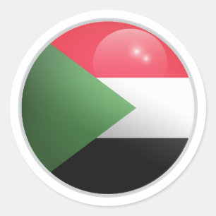 Soedan Glossy Circle Flag Ronde Sticker