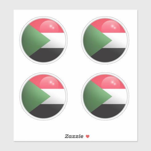 Soedan Glossy Circle Flag Sticker (Vel)