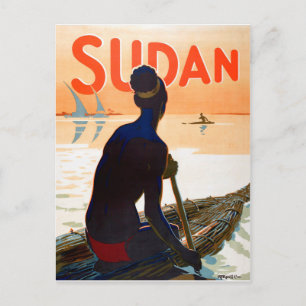 Soedan, traditionele visserij, vintage reis briefkaart