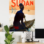 Soedan, traditionele visserij, vintage-reizen poster (Thuiskantoor)
