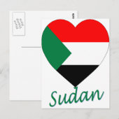 Soedan-vlaggenhart Briefkaart (Voorkant / Achterkant)