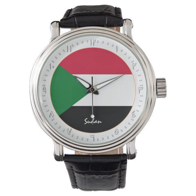 Soedanese vlag en Soedanese mode, Arabisch nummer  Horloge (Voorkant)