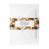 Soeele zonnebloemen en Bourgogne, Paarse bloemen Uitnodigingen Wikkel (Voorkant Voorbeeld)