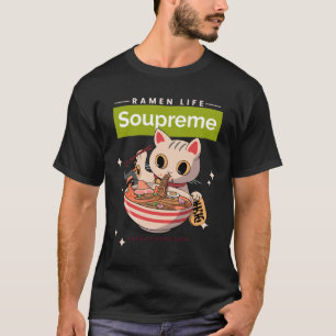 Soep - Goede soep - Kat Eating Ramen Noodles T-shirt