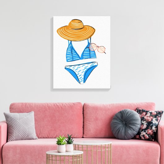 Soep up - Blue Swimsuit Canvas Afdruk (Insitu (Woonkamer))
