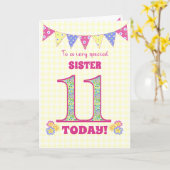 Soeur 11e Anniversaire Primroses et carte Bunting (Fleur jaune)