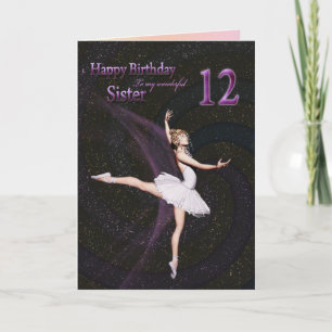 Soeur 12 ans, une carte d'anniversaire de ballerin