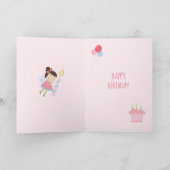 Soeur anniversaire fée filles carte blanche rose (Intérieur)