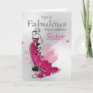 Soeur Anniversaire Salutation Avec Femme, Carte