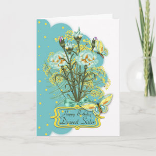 soeur, carte d'anniversaire de couleur d'été avec
