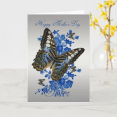 Soeur, carte de fête des mères avec papillons (Fleur jaune)