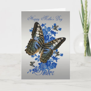Soeur, carte de fête des mères avec papillons