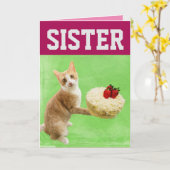 SOEUR CHAT GÂTEAU D'ANNIVERSAIRE GRANDE CARTE DE G (Fleur jaune)