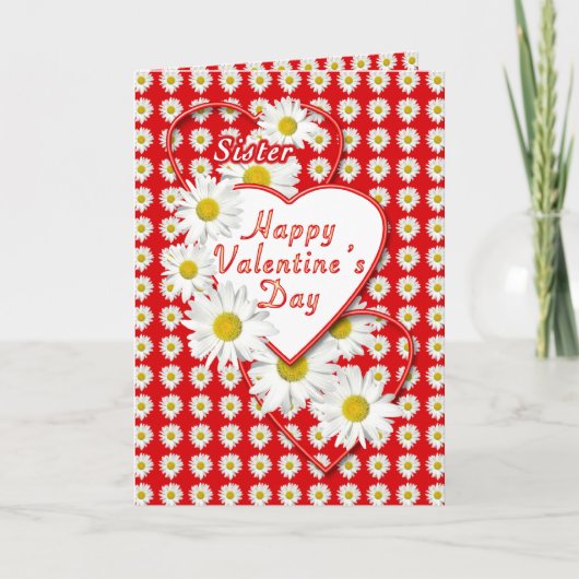 Soeur Daisies Coeurs Carte Saint-Valentin (Devant)