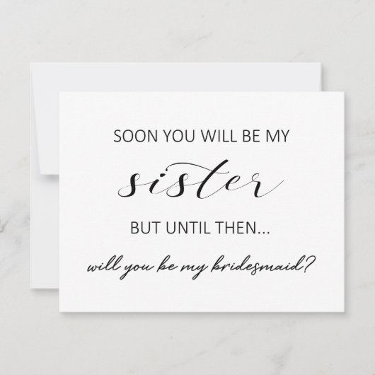 Soeur en droit bridesmaid proposition carte plate (Devant)
