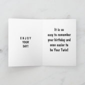 SOEUR ET FRÈRE TWIN CARTE D'ANNIVERSAIRE (Intérieur)
