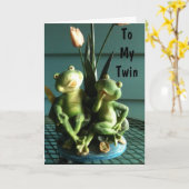 SOEUR ET FRÈRE TWIN CARTE D'ANNIVERSAIRE (Fleur jaune)