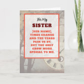 Soeur grandit plus spécial carte d'anniversaire (Devant)