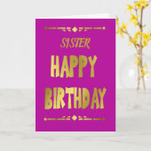 Soeur Joyeux Anniversaire Moderne Carte de Typogra (Fleur jaune)