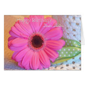 Soeur Joyeux Anniversaire Pink Daisy Card (Devant horizontal)