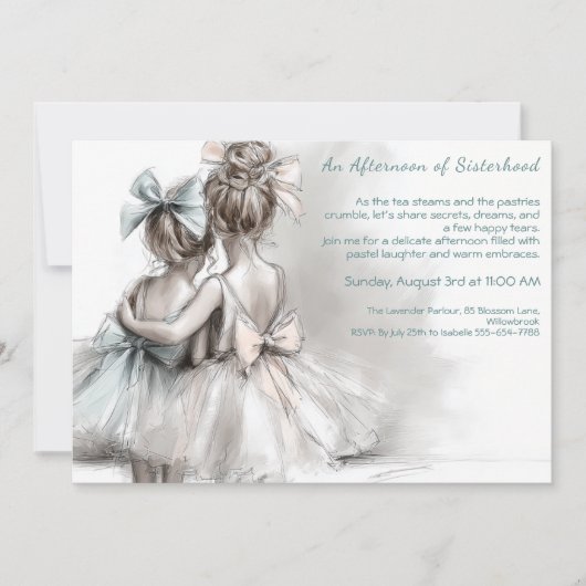 Soeur romantique Thé de jour après-midi Invitation (Devant)