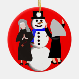Soeurs catholiques et ornement de Noël de Snowman