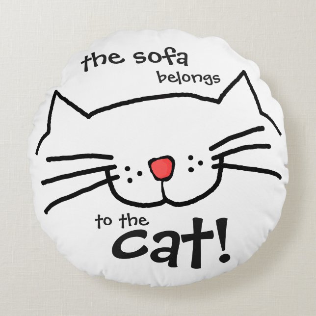Sofa behoort tot de kat - wit rond kussen (Voorkant)