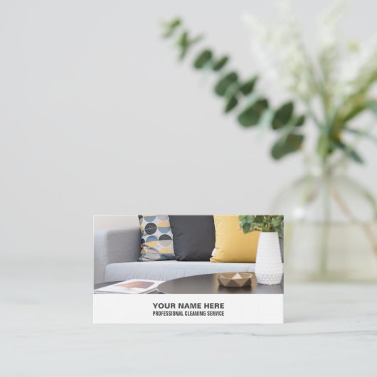 Sofa Cushions, reinigingsservice Visitekaartje (Staand voorkant)